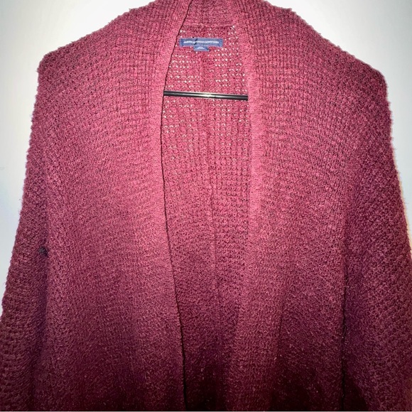American Eagle Outfitters Maroon Waffle Knit Oversized Cardigan XS/S - Picture 1 of 9